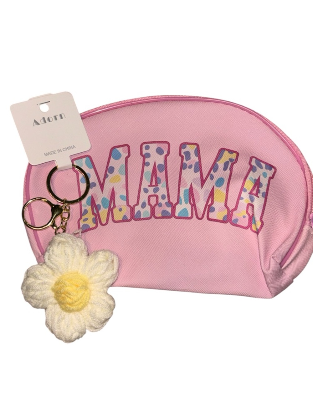 Mama Pink Cosmetic Bag Keychain Pouch Daisy Charm Makeup Bag NWT Gift